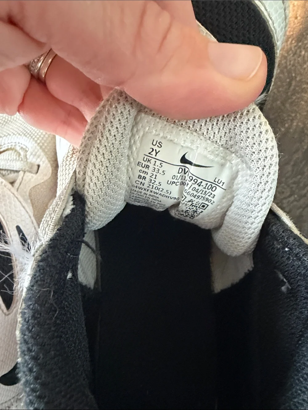 Nike Kids White and Black Velcro Athletic Sneakers